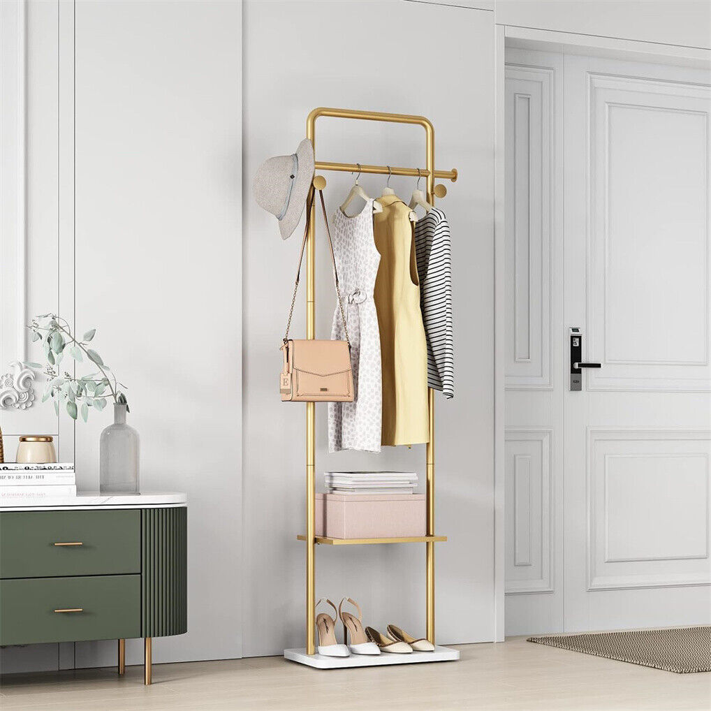 Eden Nest Gold Metal Coat Rack Granite Base Hall Tree