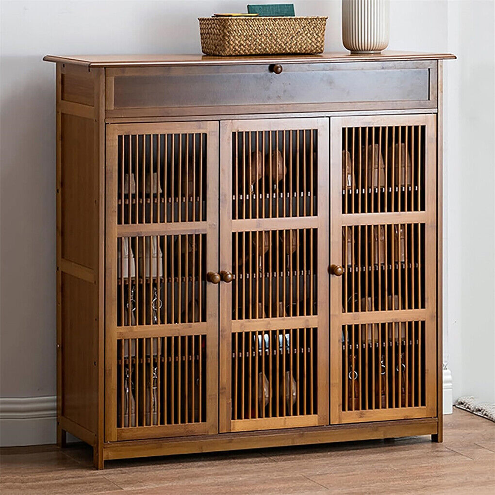 Eden Nest Bamboo Four Tier Shoe Rack Cabinet With Drawers