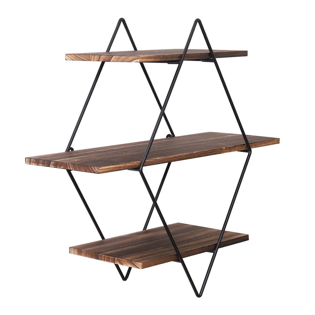 Eden Nest Three Tier Rustic Floating Wood Wall Shelves