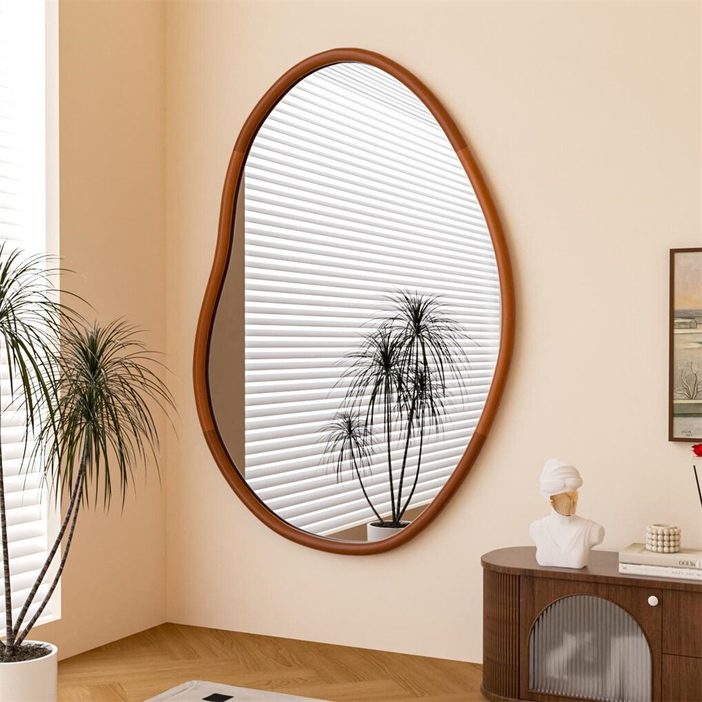 Elegant Compact Art Deco Asymmetrical Wall Mirror 56x82cm