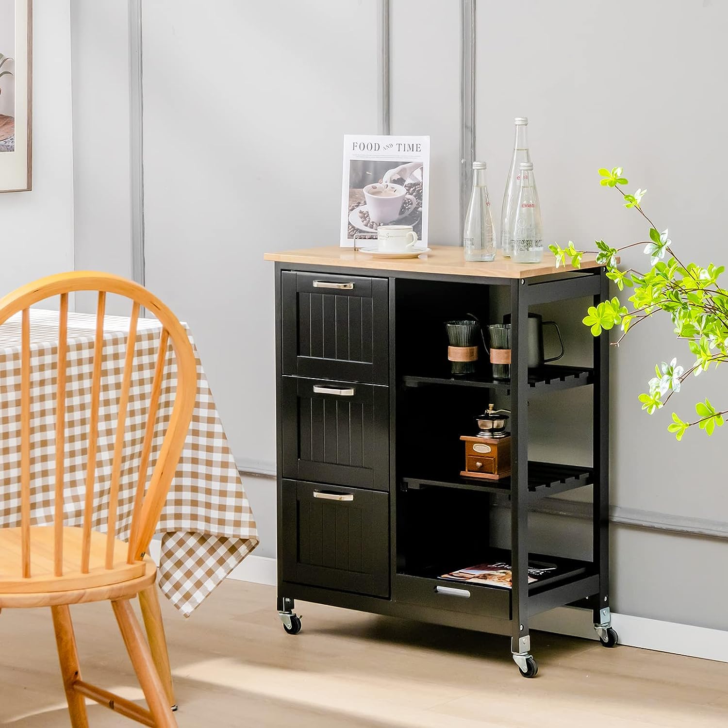 Kitchen Island Cart With Storage Drawers And Shelves