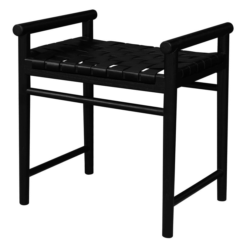 Eden Nest Single Seater Bench With Genuine Leather Black