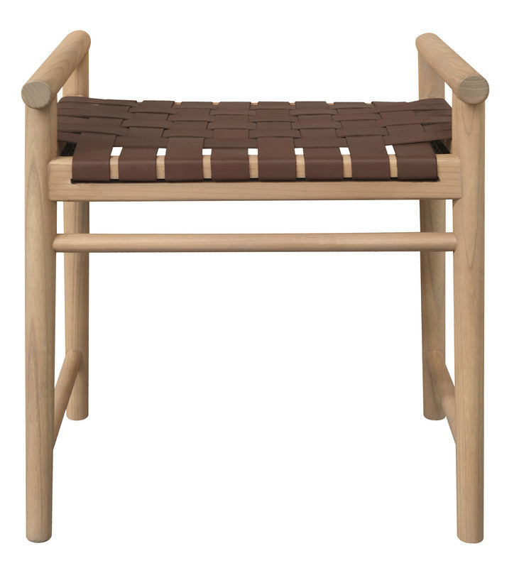Eden Nest Single Seater Bench With Genuine Leather Natural