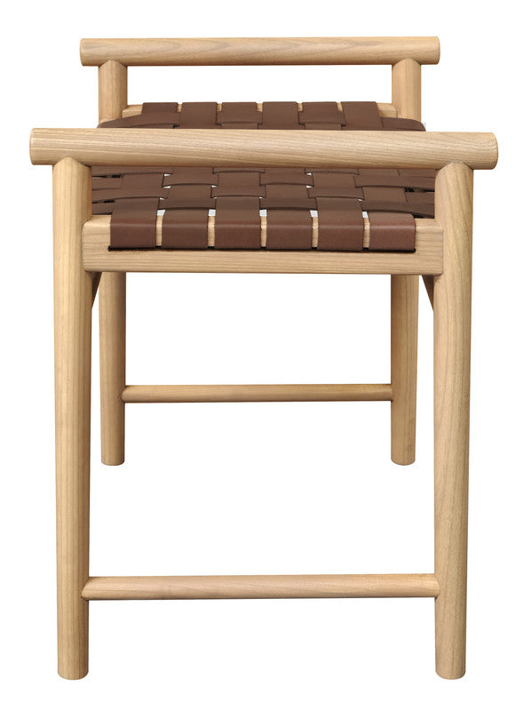Eden Nest Single Seater Bench With Genuine Leather Natural