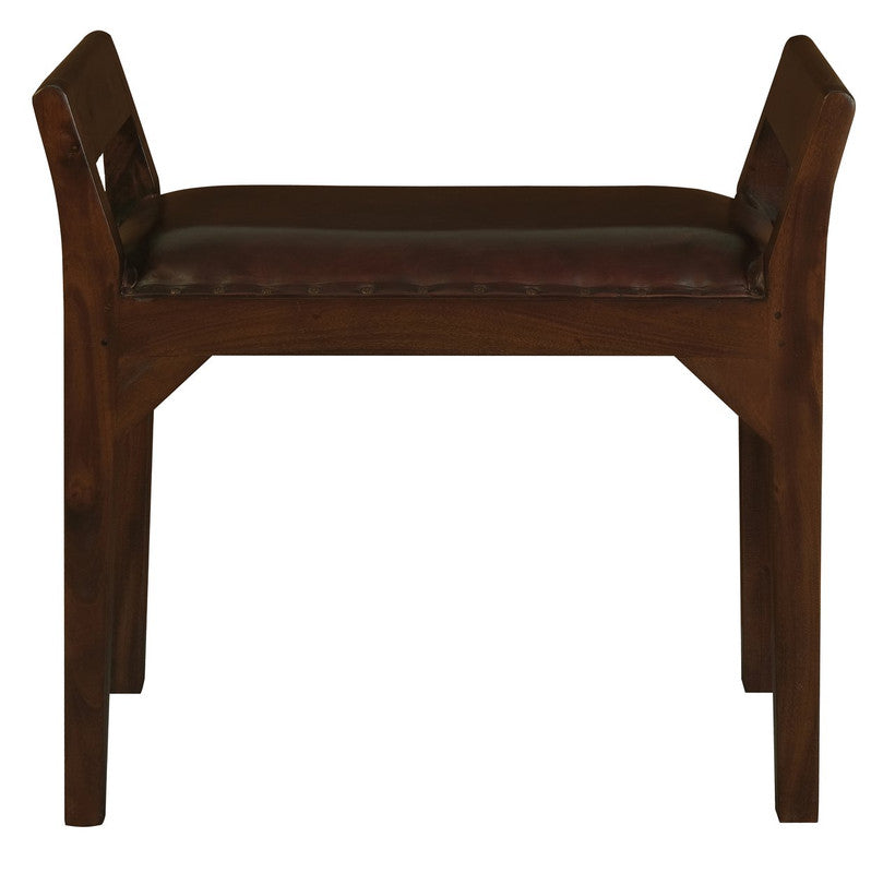 Eden Nest Leather Single Seater Stool Bench Mahogany
