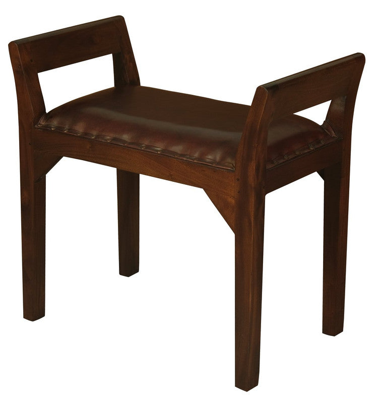Eden Nest Leather Single Seater Stool Bench Mahogany