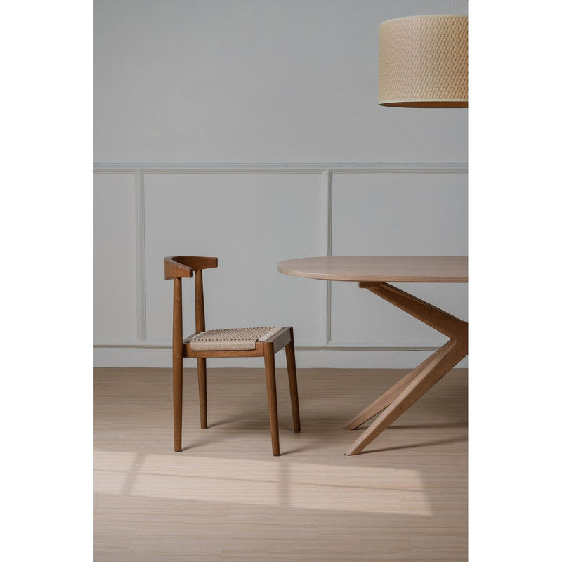 Eden Nest Solid Oak Dining Chair With Loom Almond Finish
