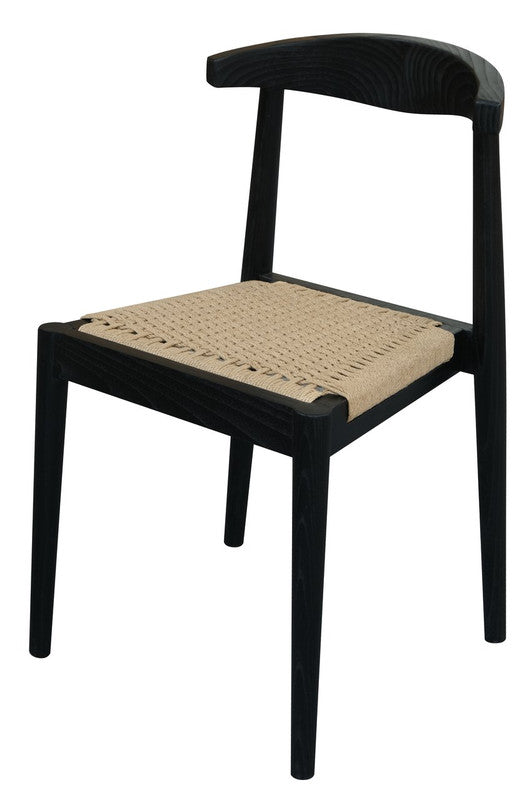 Eden Nest Solid Oak Dining Chair With Loom Black Finish