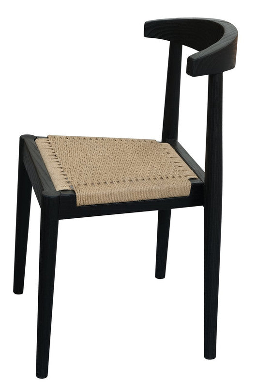 Eden Nest Solid Oak Dining Chair With Loom Black Finish