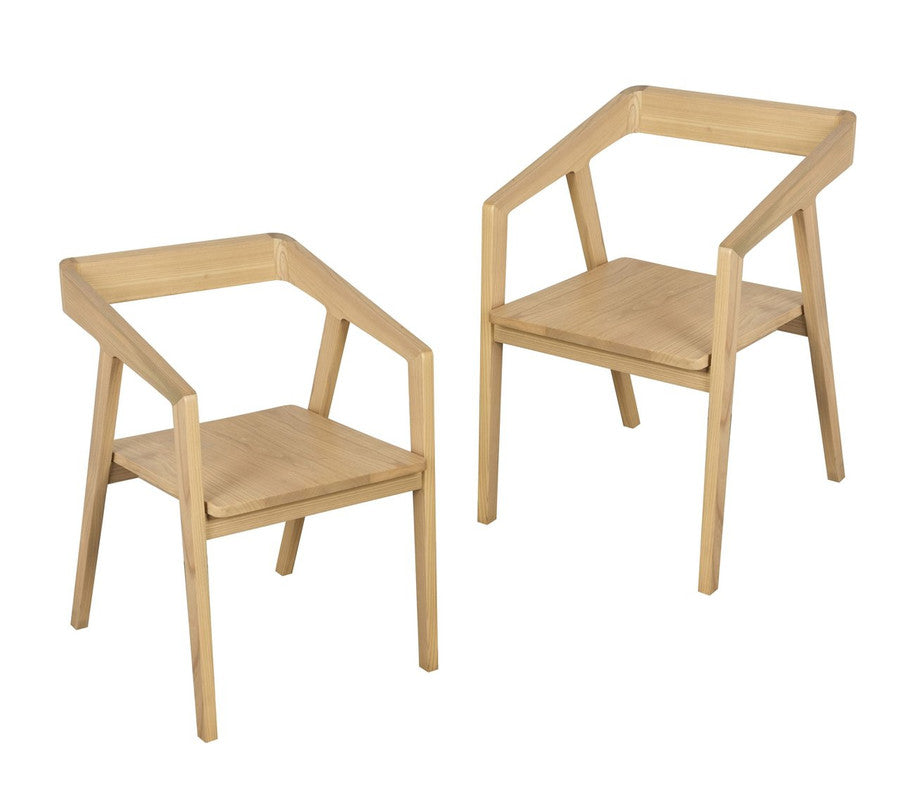 Eden Nest Solid Oak Arm Chair Set of Two Natural Finish
