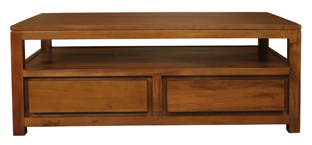Eden Nest 4 Drawer Coffee Table Light Pecan Solid Mahogany