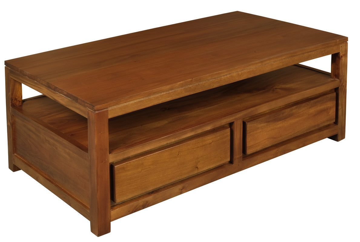 Eden Nest 4 Drawer Coffee Table Light Pecan Solid Mahogany