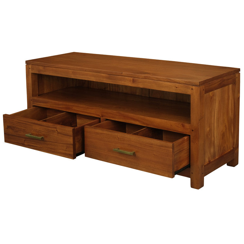 Eden Nest 2 Drawer Entertainment Unit Light Pecan Finish