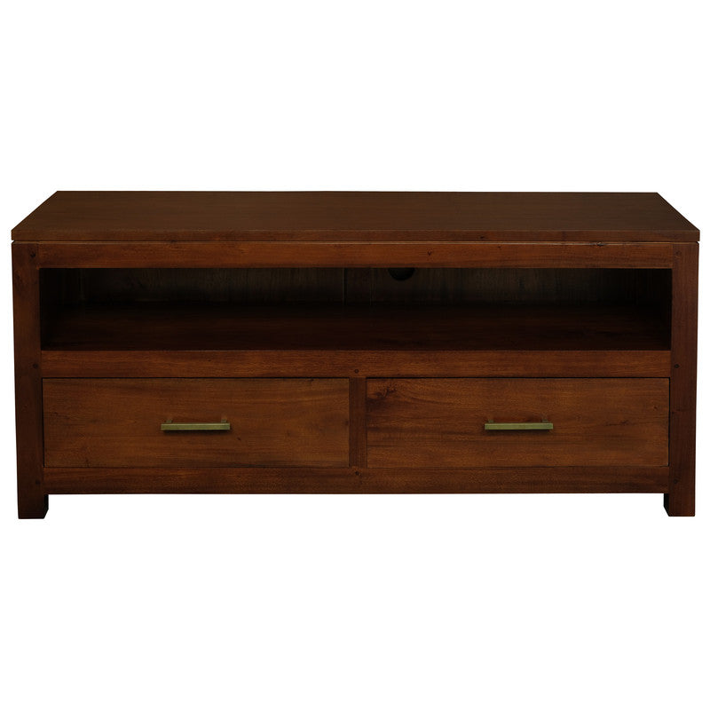 Eden Nest Mahogany 2 Drawer Entertainment Unit Low Profile