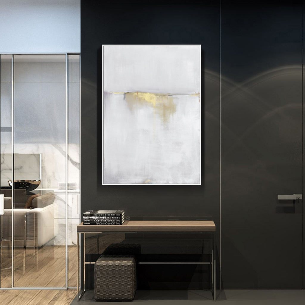 Eden Nest Abstract Gold White Canvas Wall Art 90x135 Frame