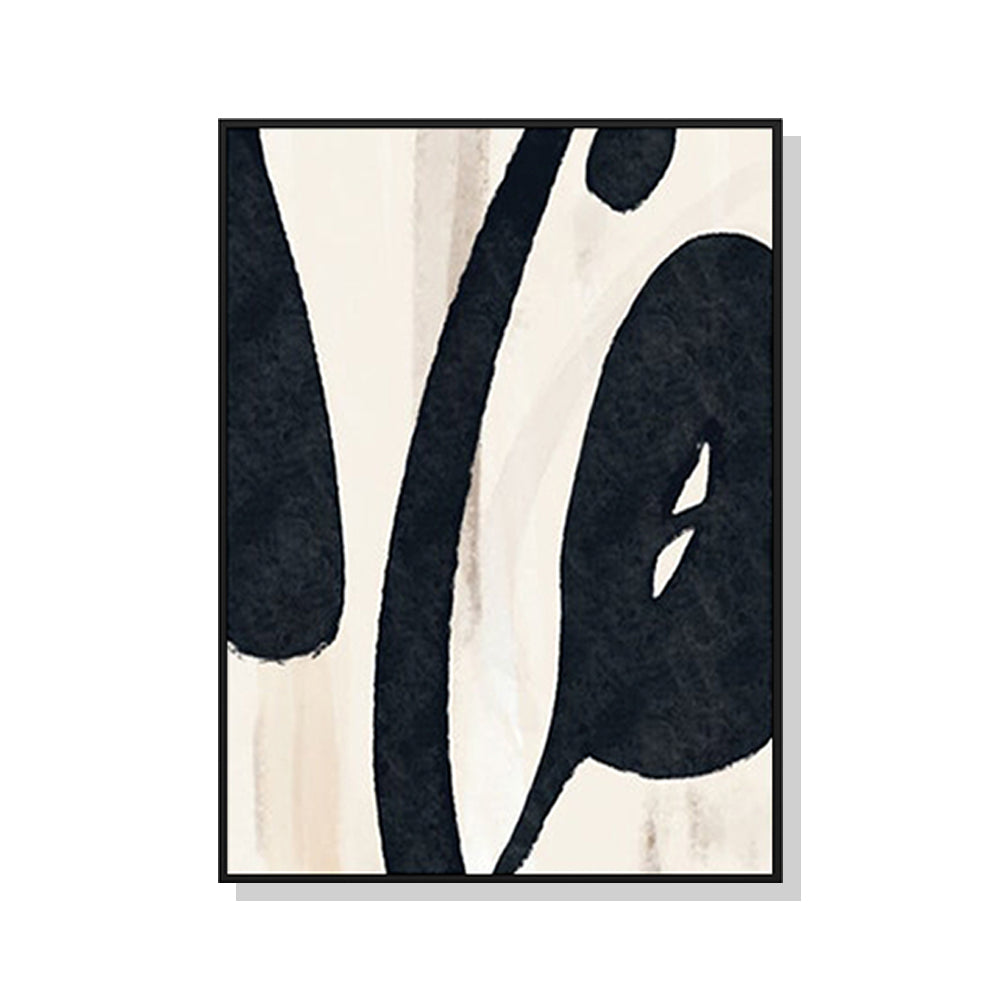 Wall Art 90cm By 135cm Black Ink Canvas With Black Frame