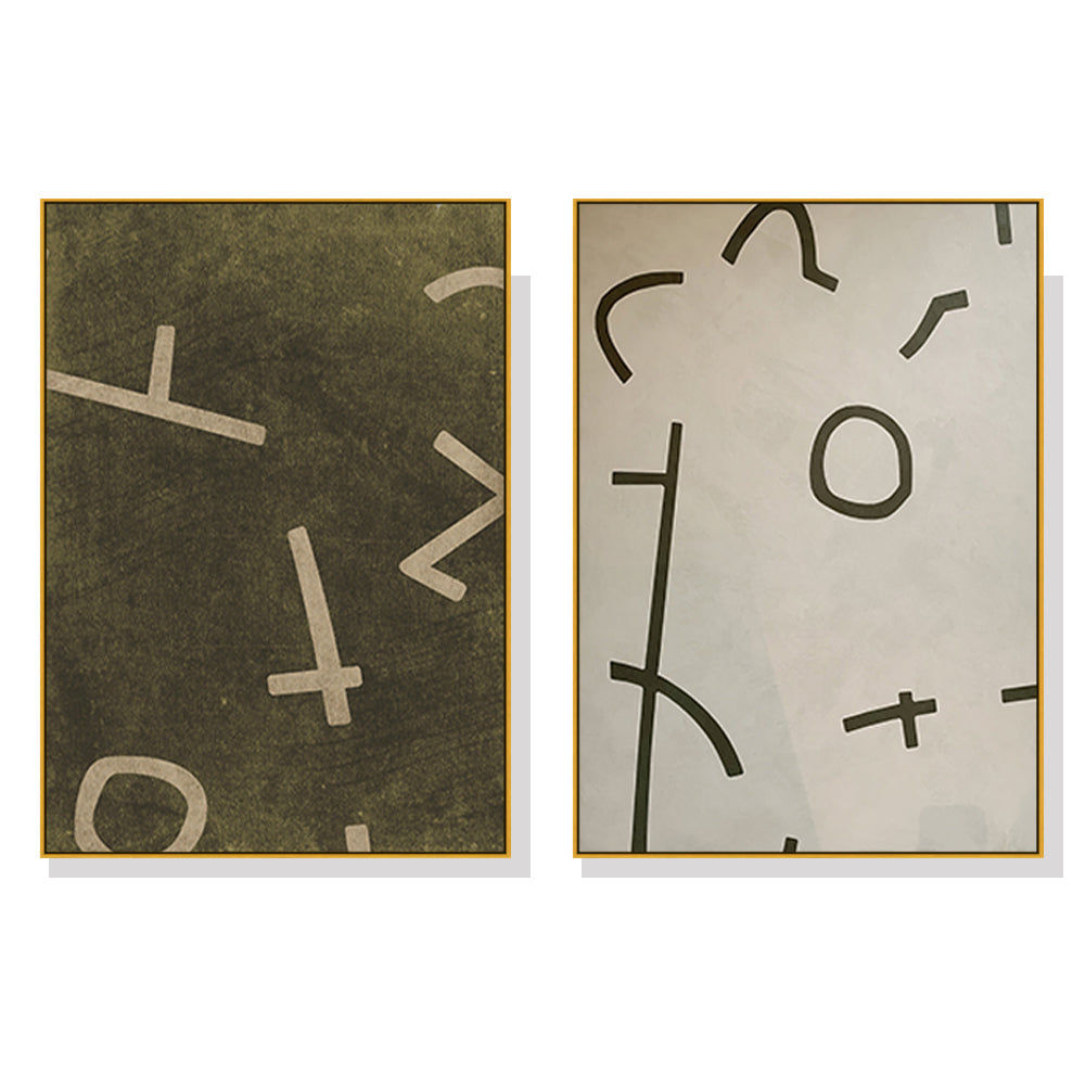 Eden Nest Neutral Canvas Wall Art 40x60cm 2 Sets Gold Frame