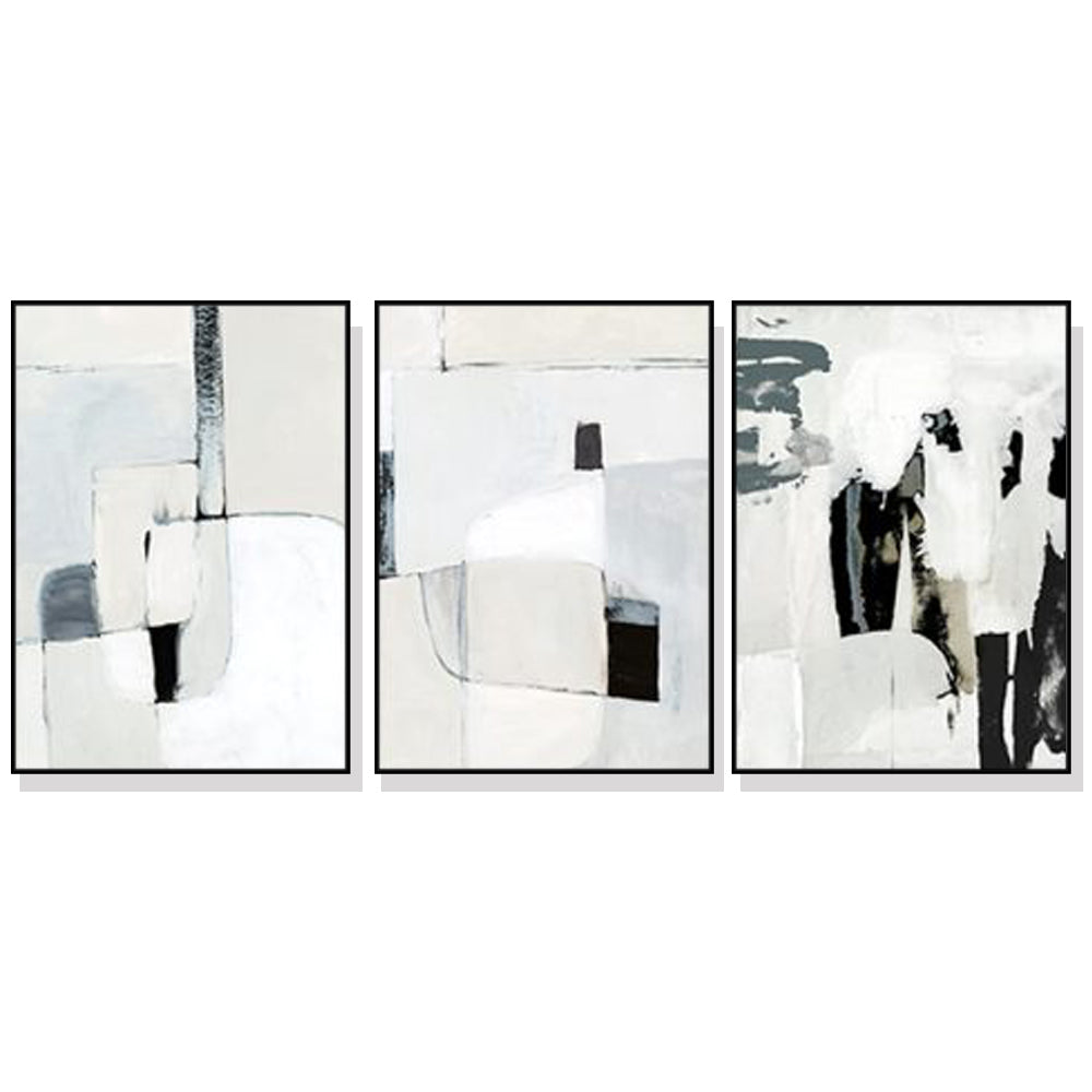 Wall Art 70cm X 100cm Soft Spoken 3 Sets Black Frame Canvas