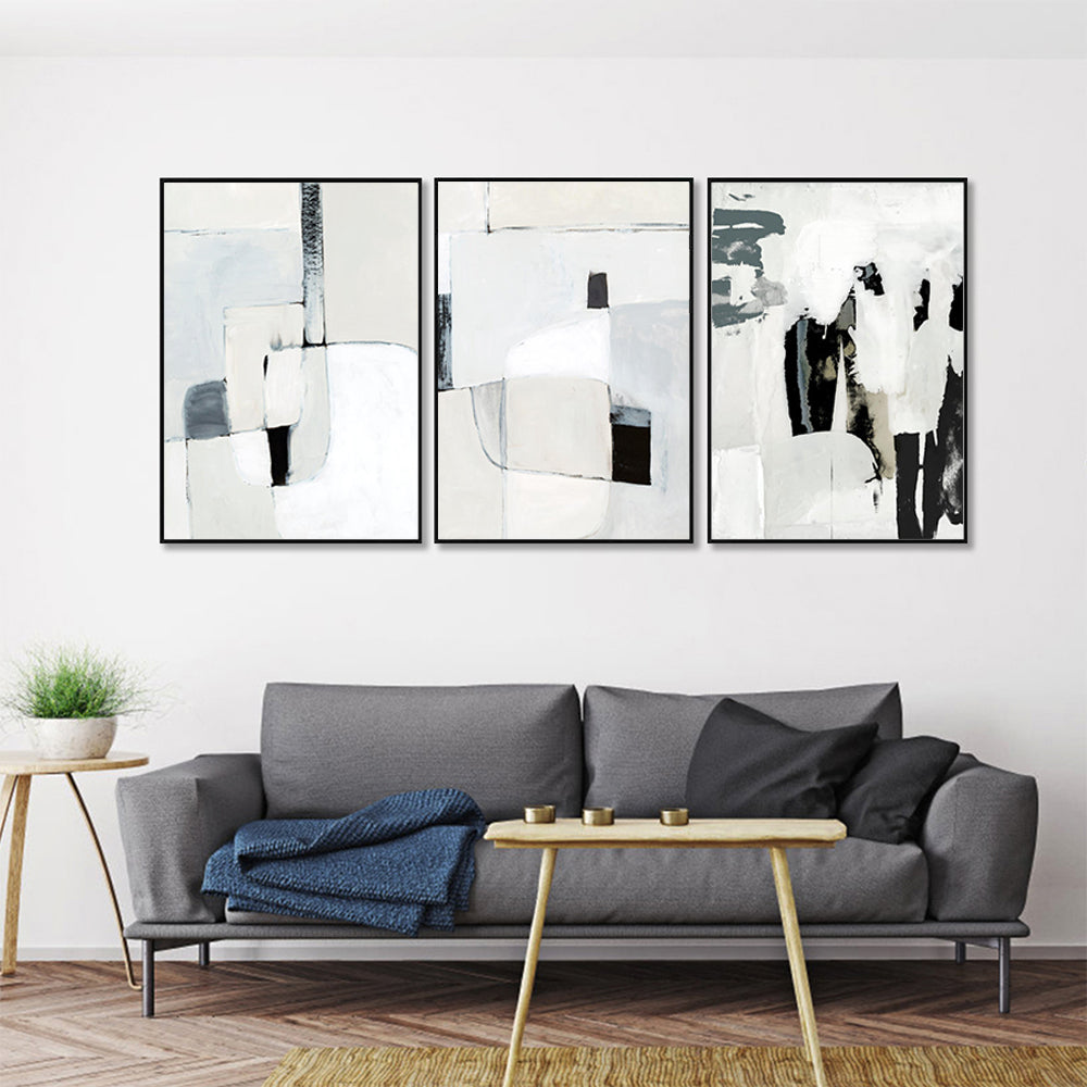 Wall Art 70cm X 100cm Soft Spoken 3 Sets Black Frame Canvas
