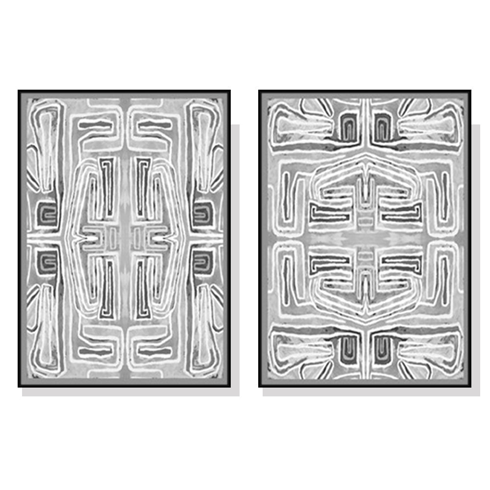 Eden Nest Wall Art 50x70cm Black White Pattern Black Frame