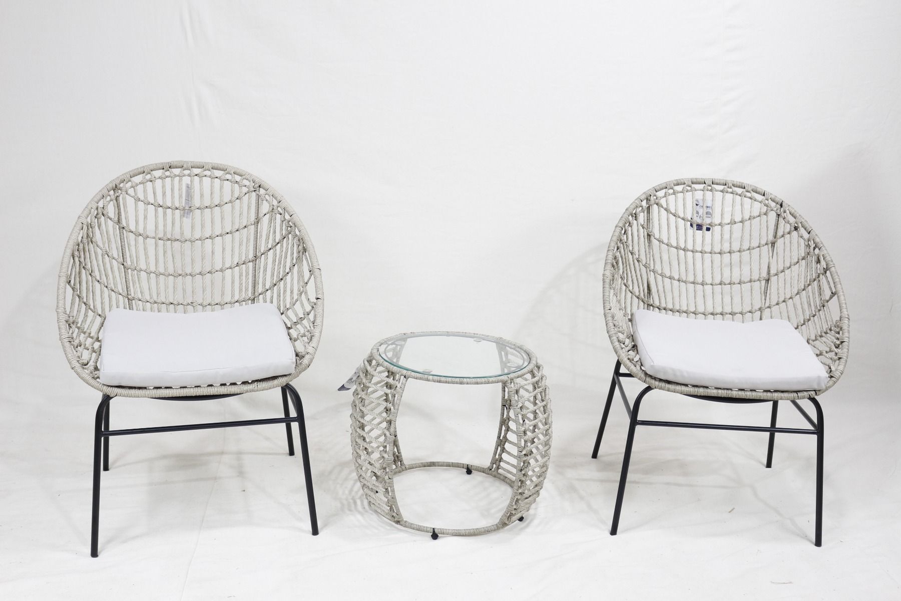 Eden Nest 3 Piece Outdoor PE Wicker Set With Glass Table