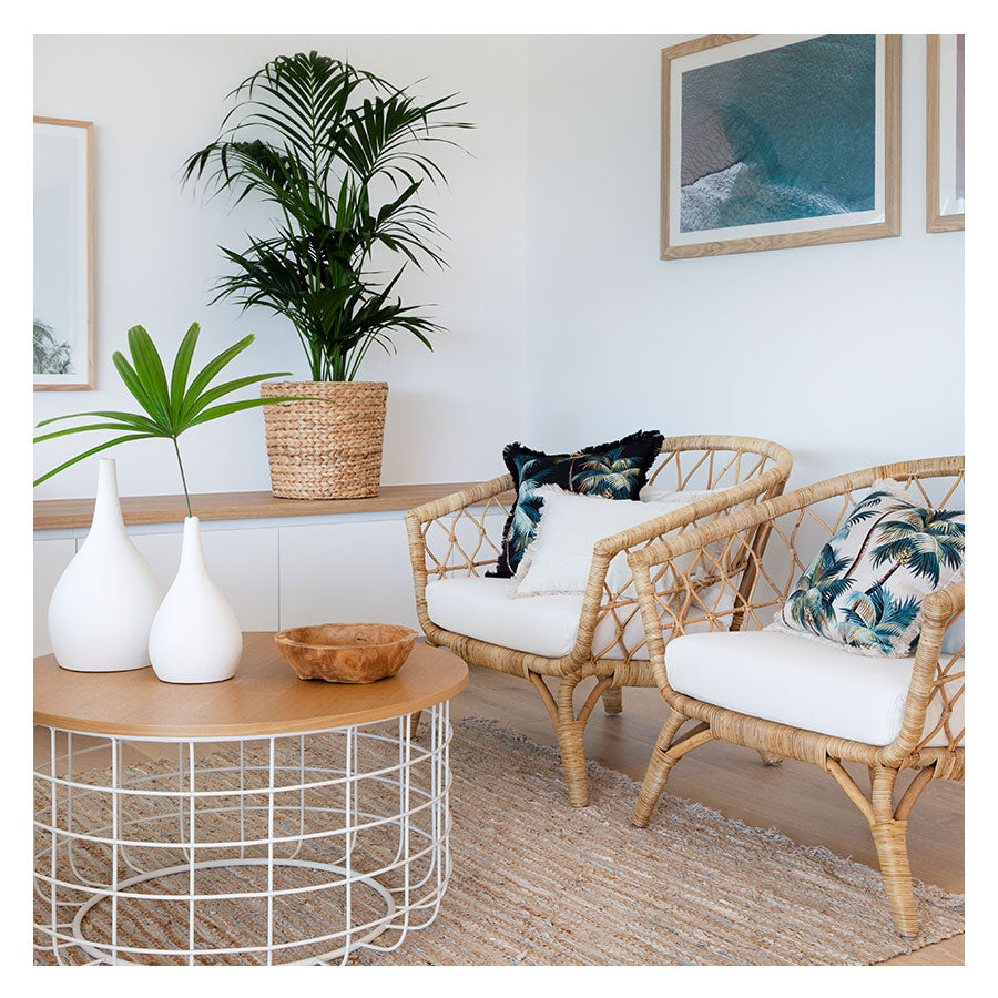 Eden Nest Coastal Fringe Cushion Cover Natural Palm 45cm