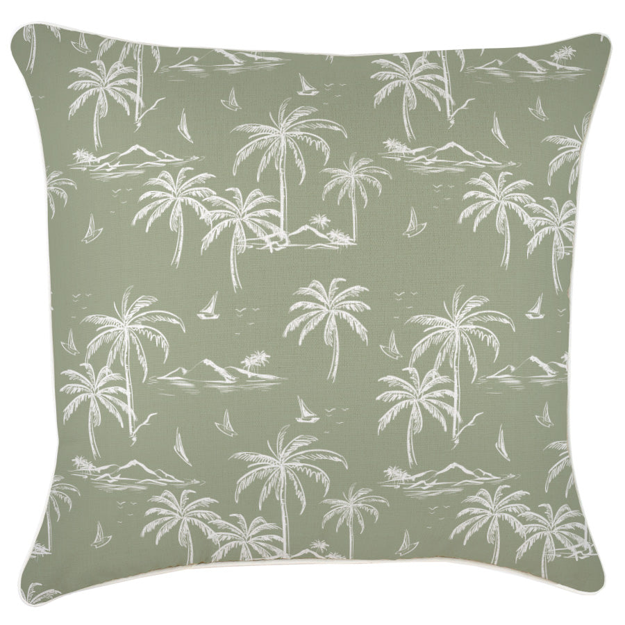 Eden Nest Cushion Cover With Piping Postcards Sage 60cm