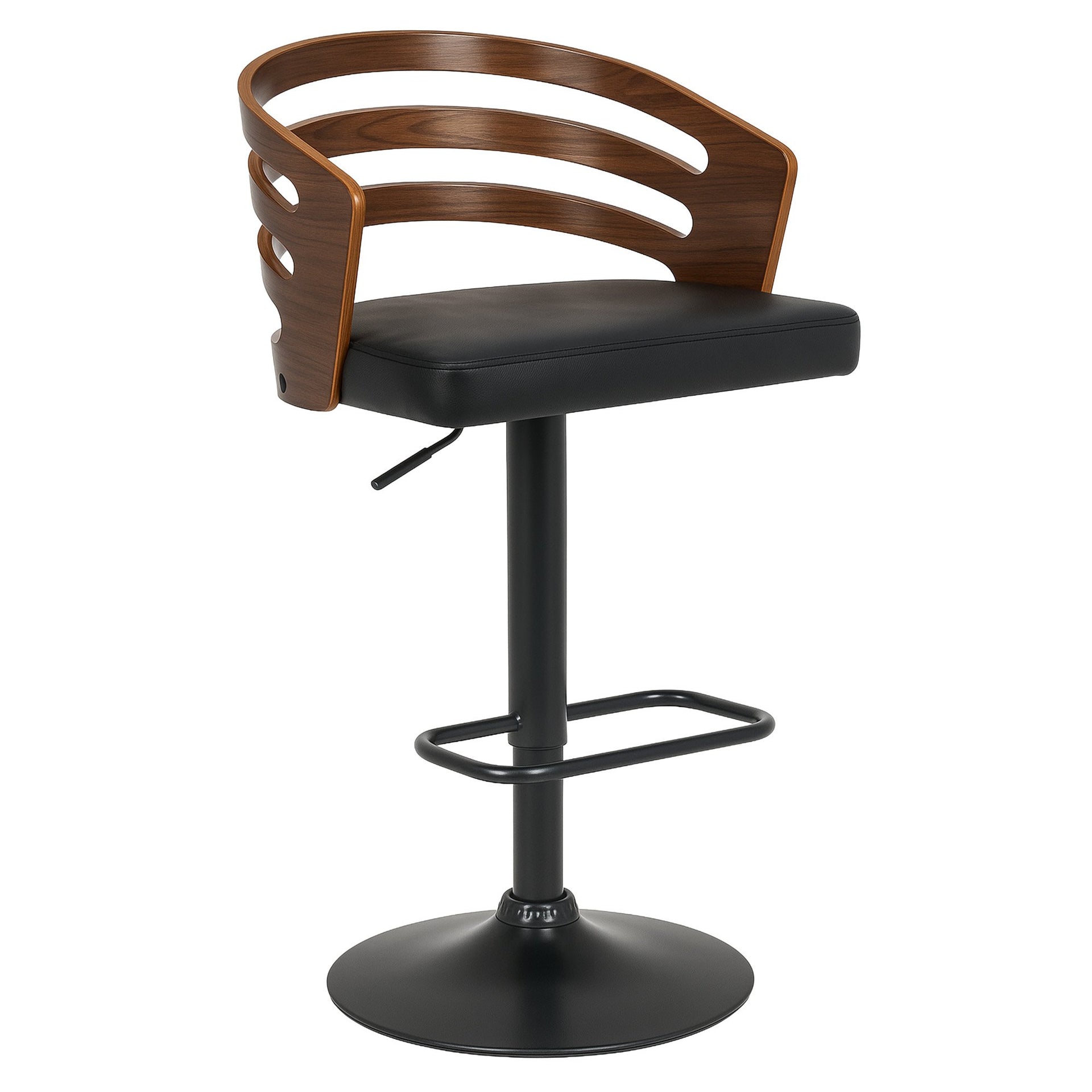Eden Nest Bentwood Barstool Walnut and Black Faux Leather