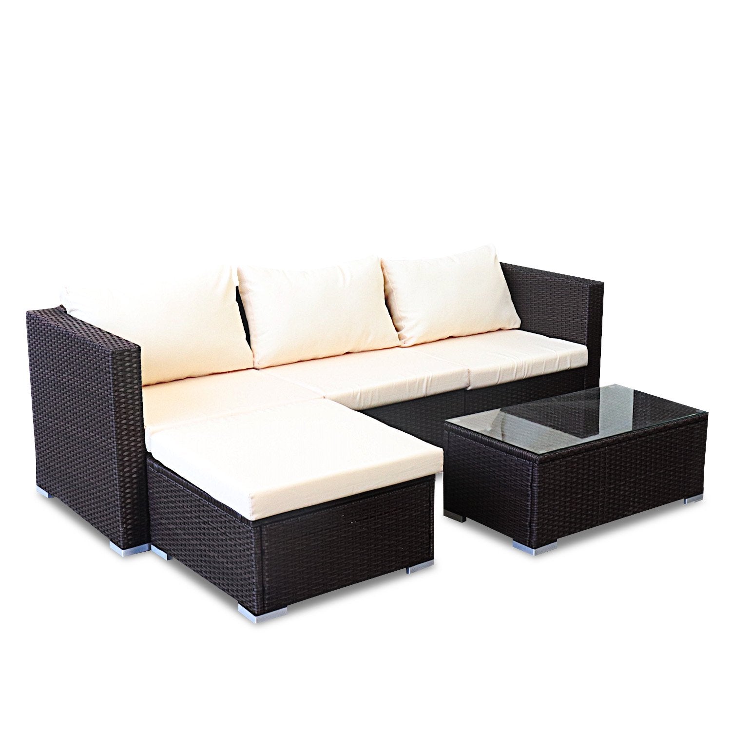 Eden Nest 5pc Modular Outdoor Lounge Set PE Rattan Brown