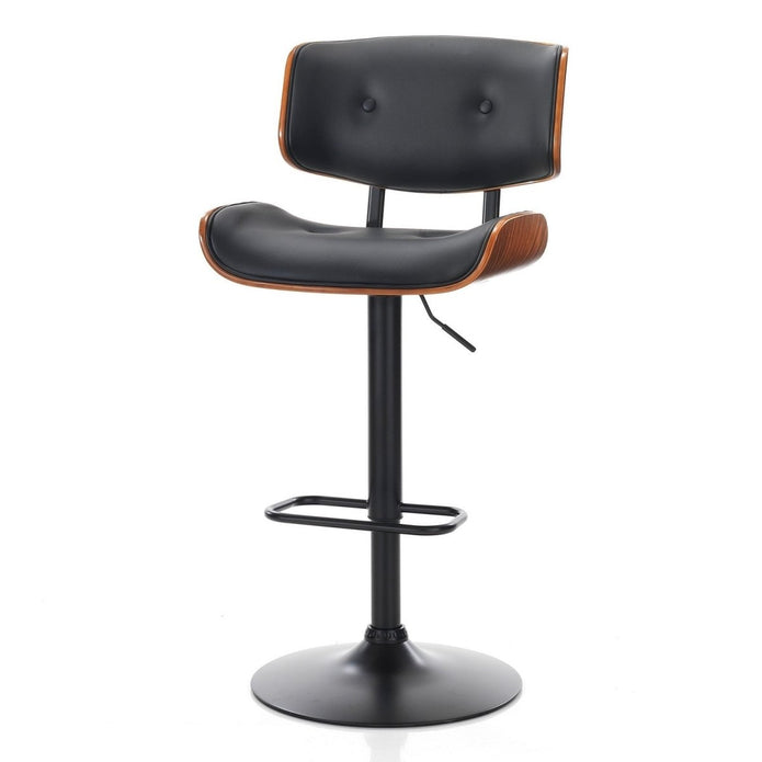 Eden Nest Rotating Barstool Black Microfibre Leather and Metal
