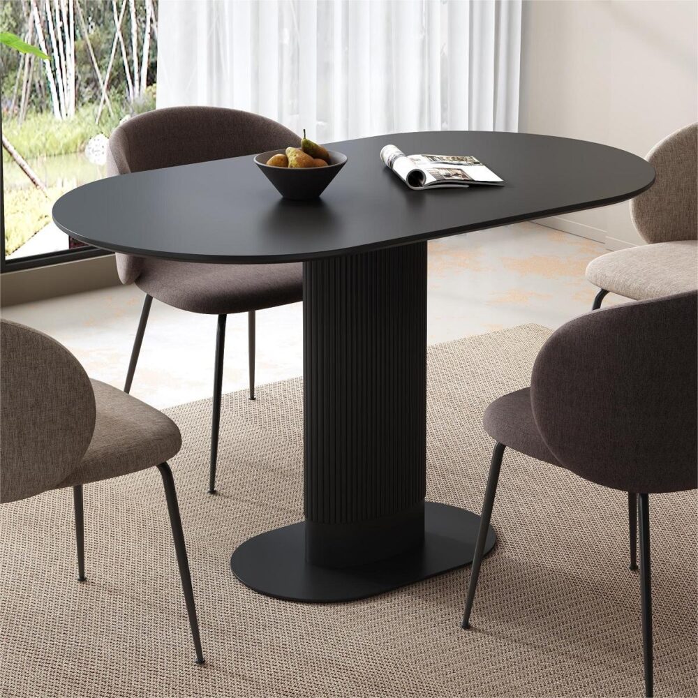 Eden Nest Clara Eclipse Black Wood Oval Dining Table