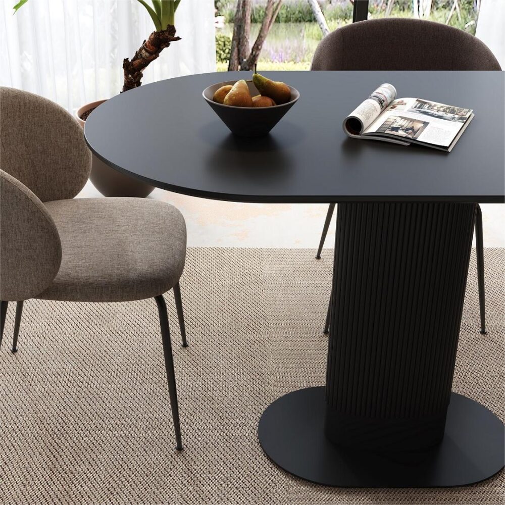 Eden Nest Clara Eclipse Black Wood Oval Dining Table