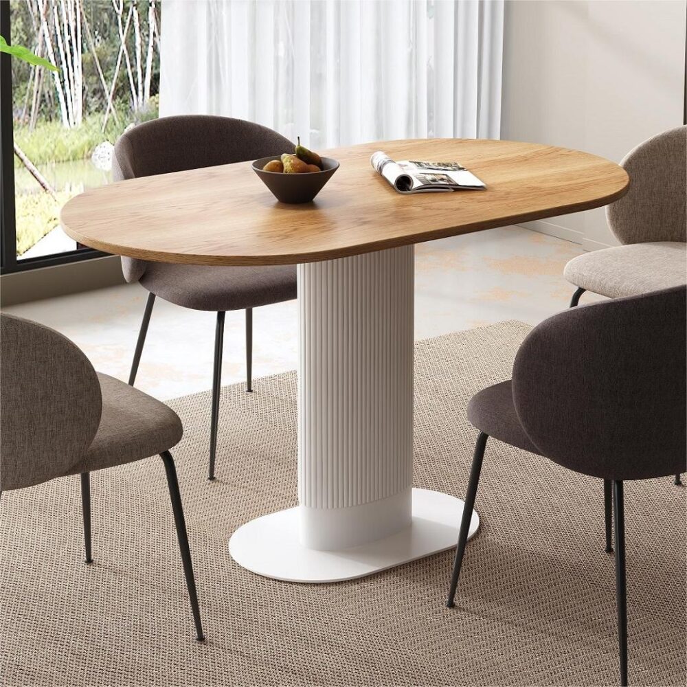 Eden Nest Gather Round Oval Dining Table With Wood Tones