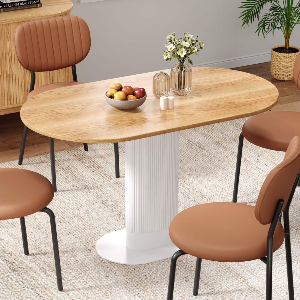 Eden Nest Gather Round Oval Dining Table With Wood Tones
