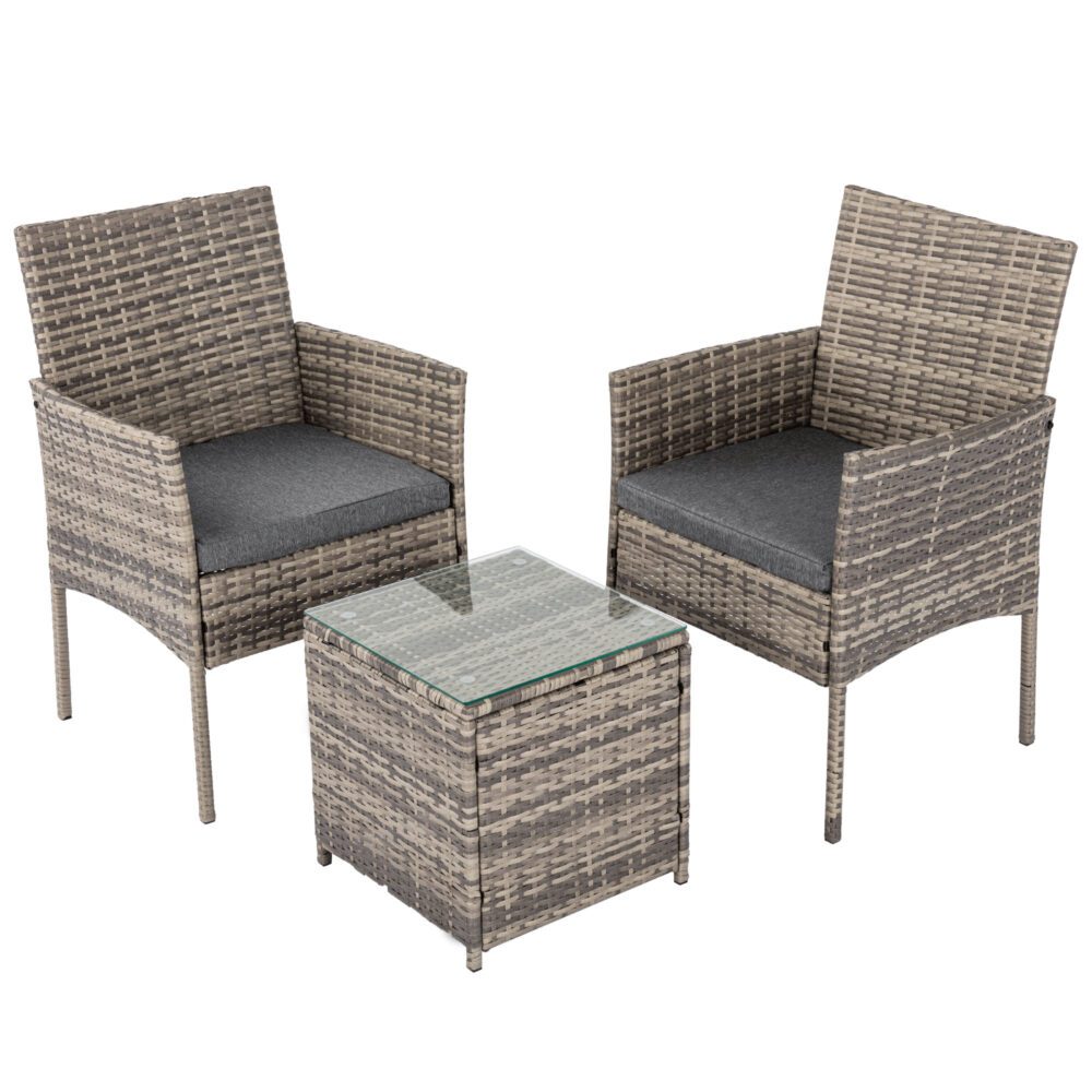 Eden Nest 2 Seater PE Rattan Outdoor Chat Set Mixed Grey