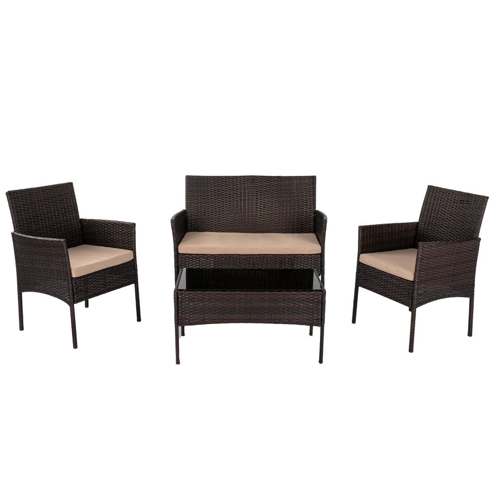 Eden Nest Durable Four Seat Wicker Outdoor Lounge Set