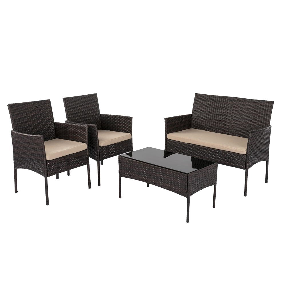 Eden Nest Durable Four Seat Wicker Outdoor Lounge Set