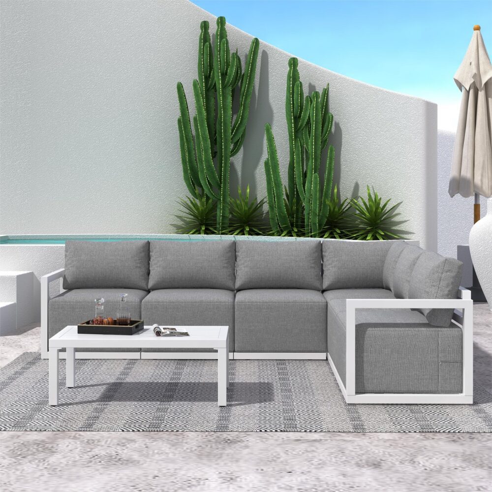 Eden Nest All Weather Outdoor Lounge Set Charcoal Grey