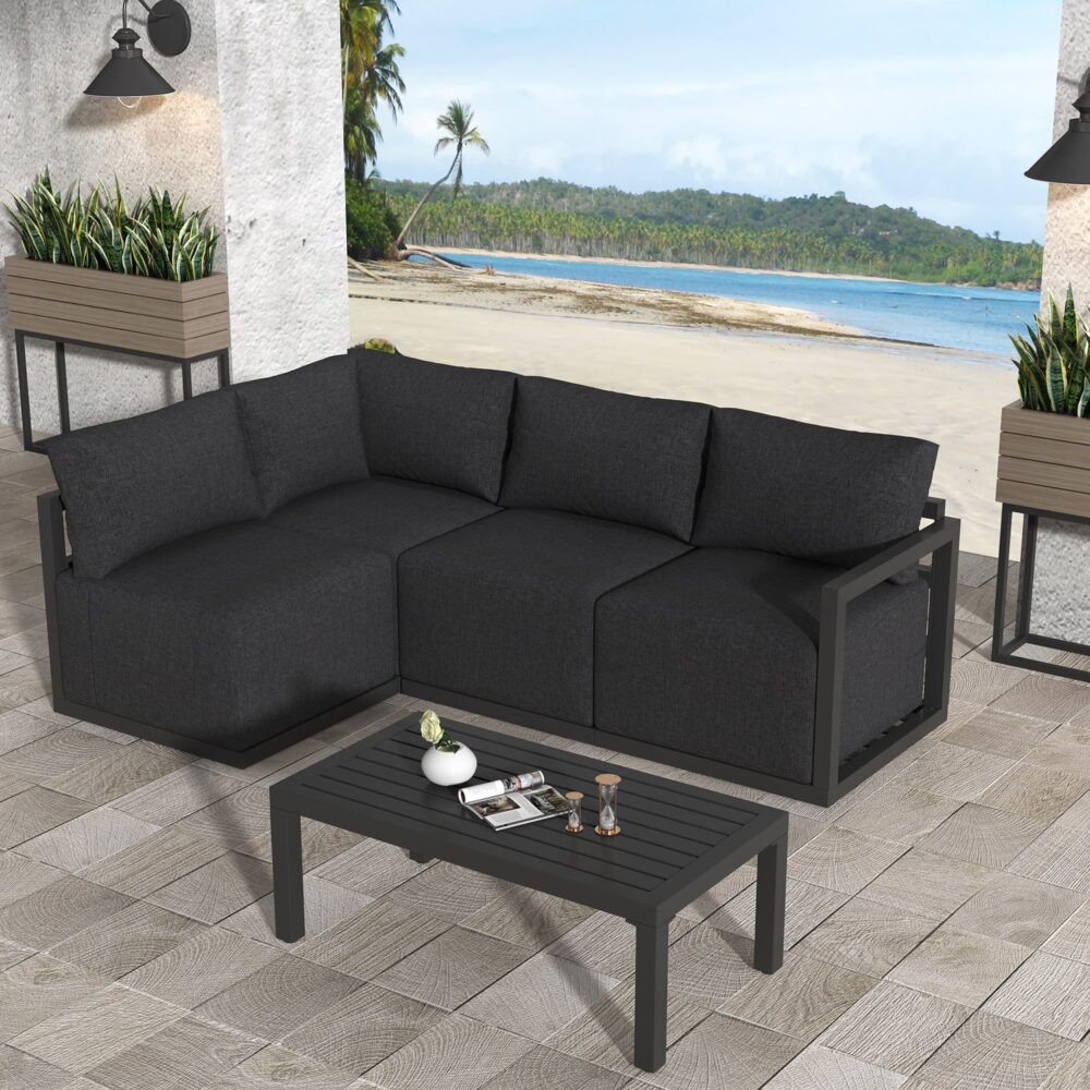Eden Nest Four Seat Alfresco Harmony Lounge Set Charcoal