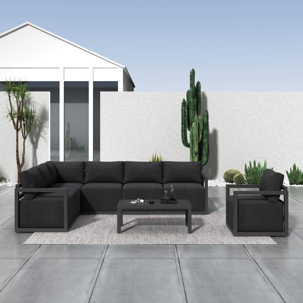 Eden Nest 7 Seat Outdoor Garden Lounge Set White Aluminum