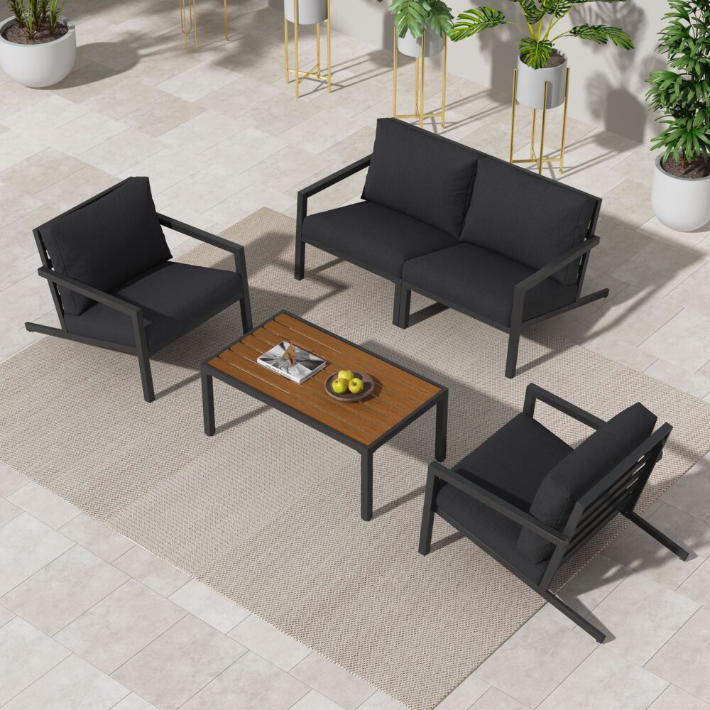 Eden Nest Slate Grey Outdoor Garden Furniture Set 5 Piece