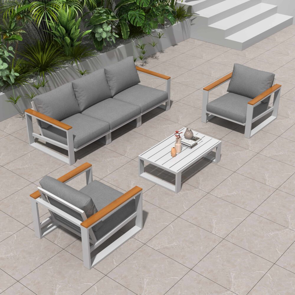 Eden Nest Five Seater Grandeur Outdoor Lounge Suite White