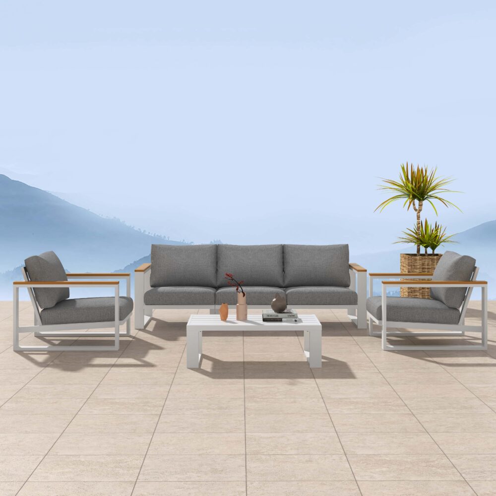Eden Nest Five Seater Grandeur Outdoor Lounge Suite White