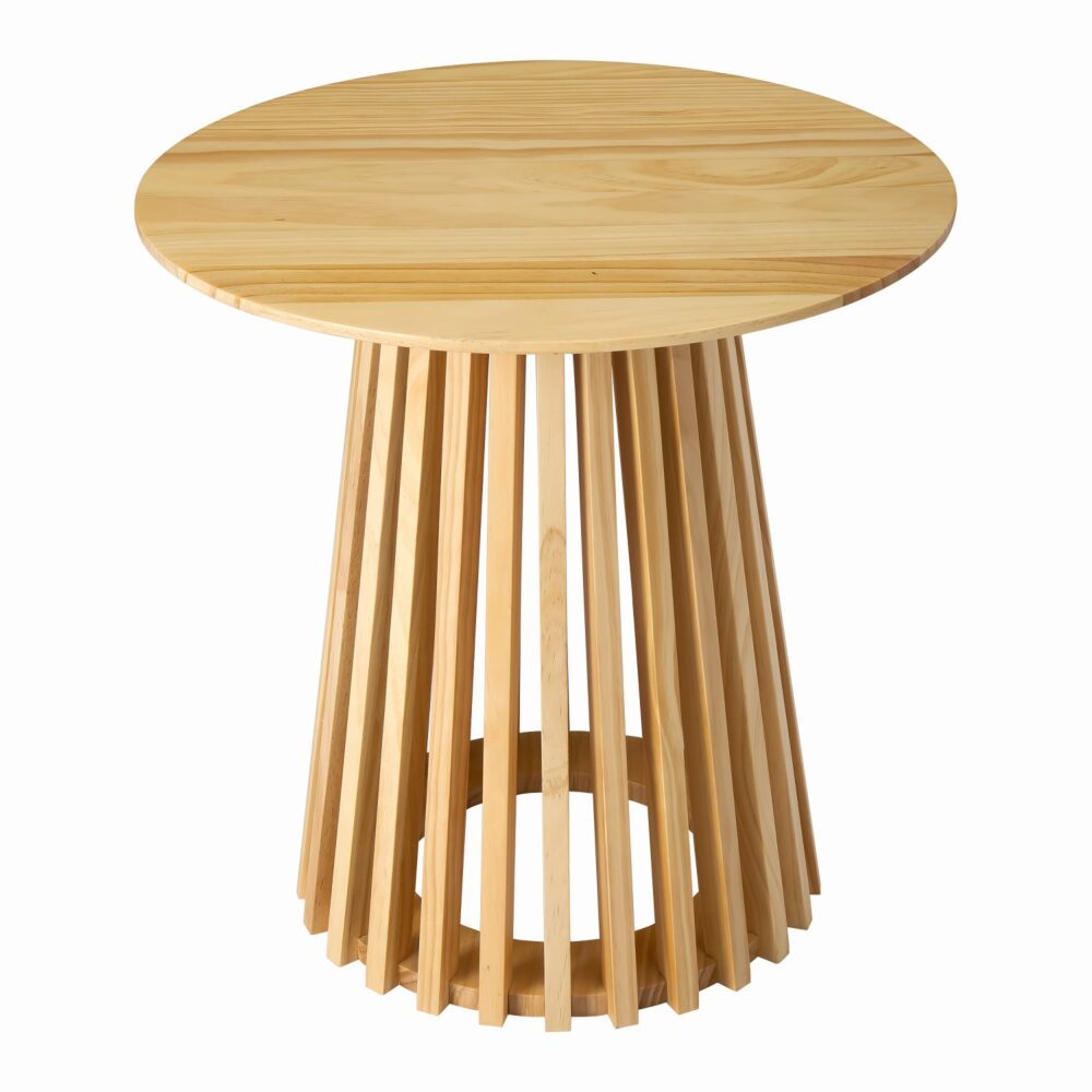 Eden Nest Natural Timber Slat Base Side Table Living Room