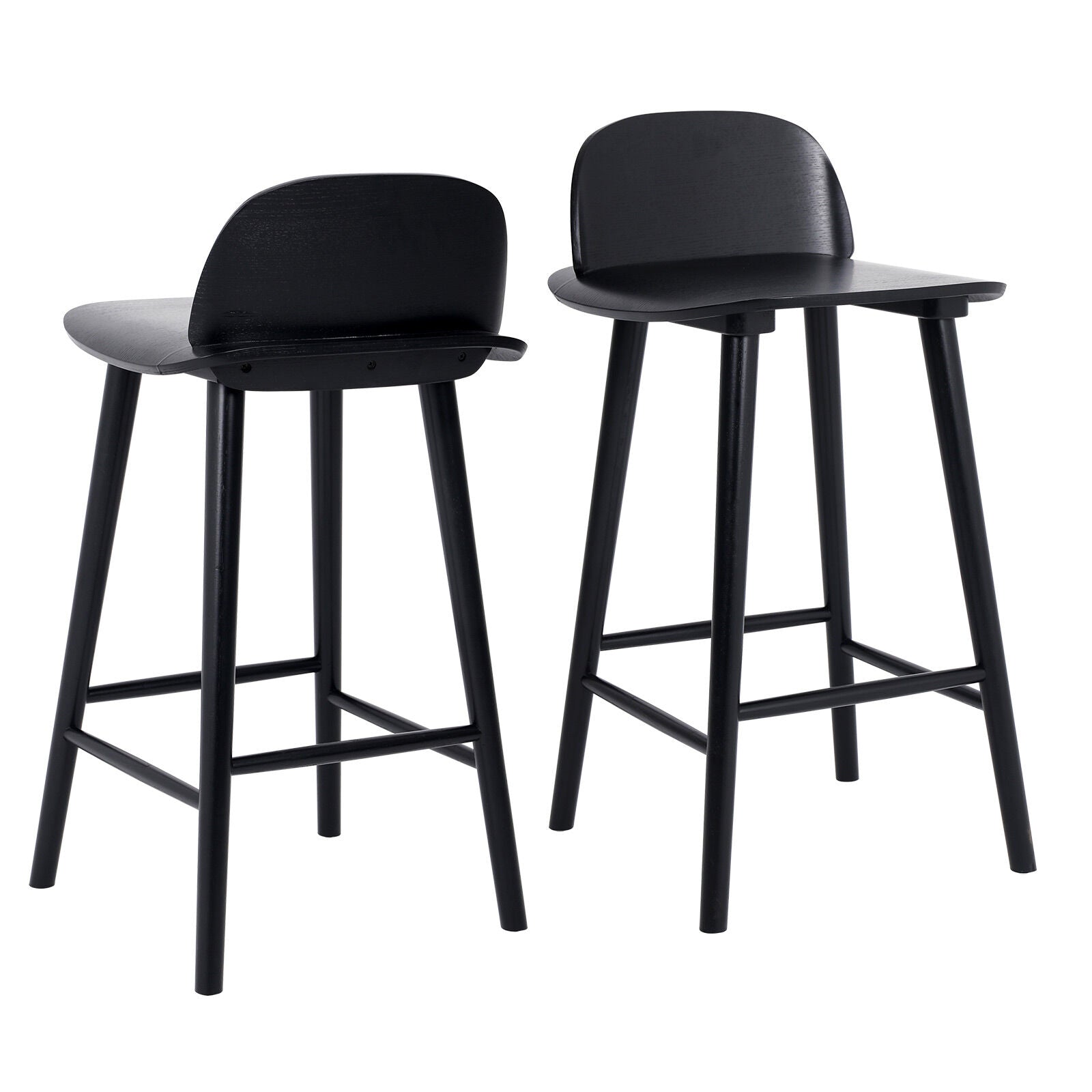 Eden Nest La Bella 2 Set Wooden Bar Stool 65 cm Ash Wood Black Finish