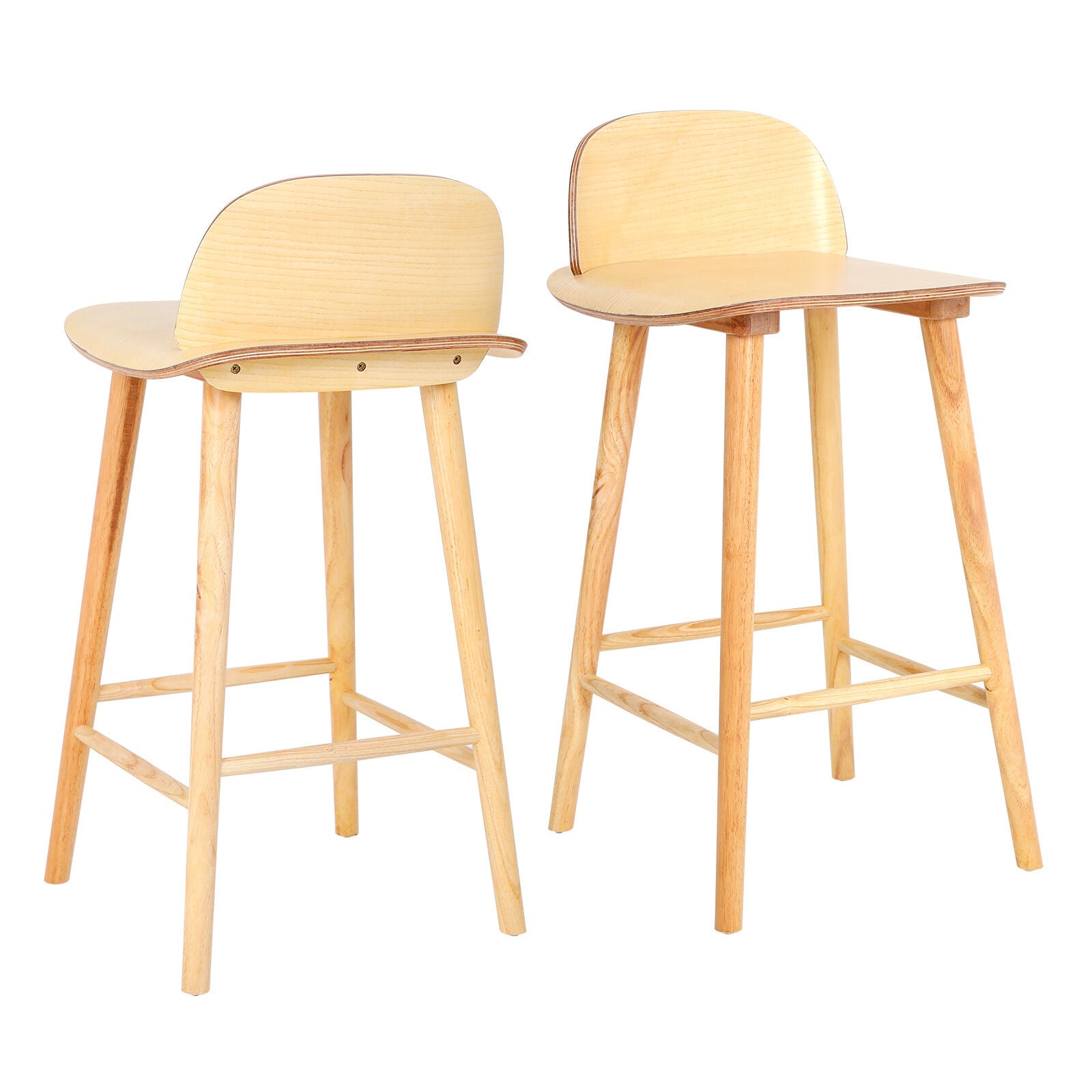 Eden Nest La Bella 2 Set Wooden Bar Stool 65 cm Ash Wood Natural Finish
