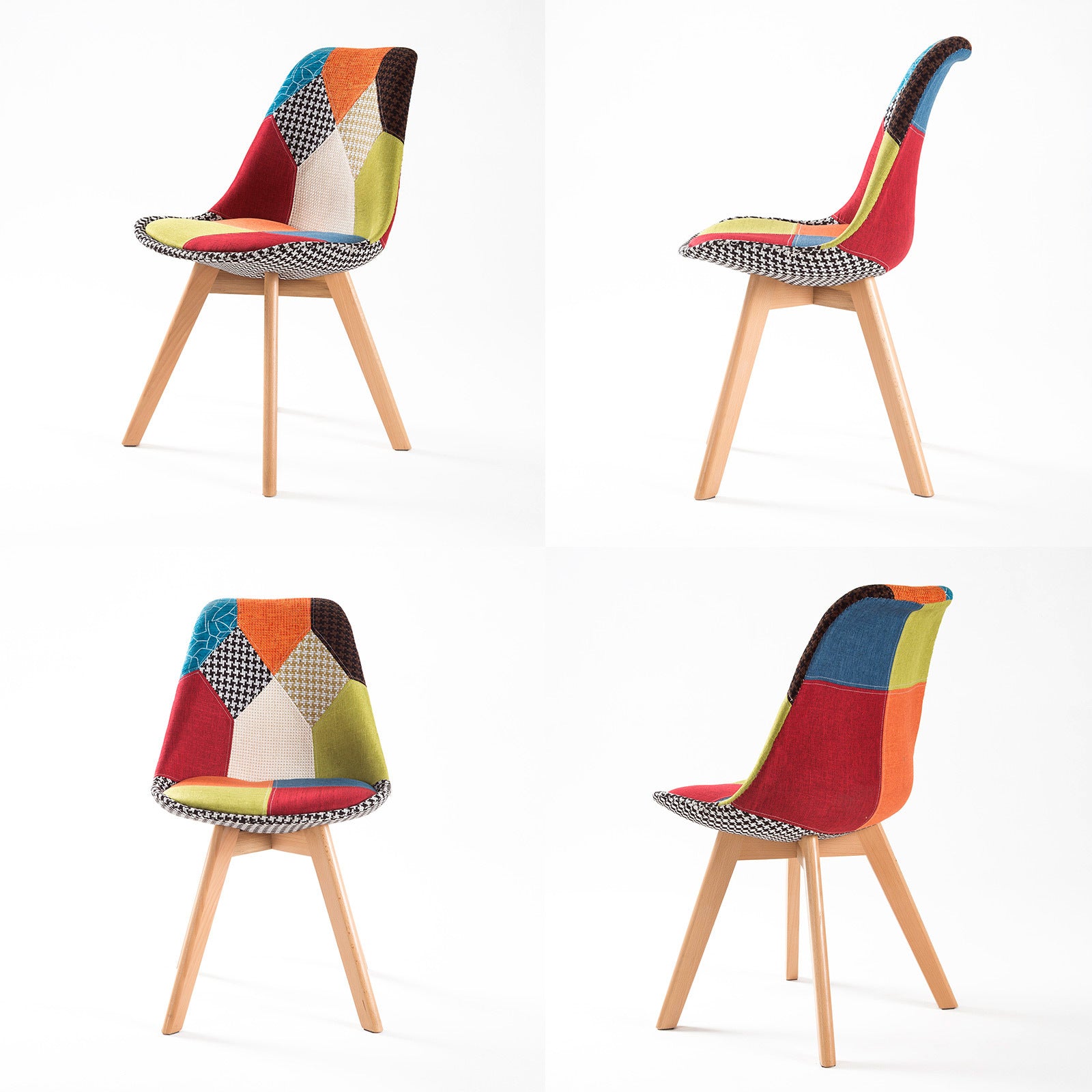 Eden Nest Retro Dining Chairs Set Padded Seat Multi Colour