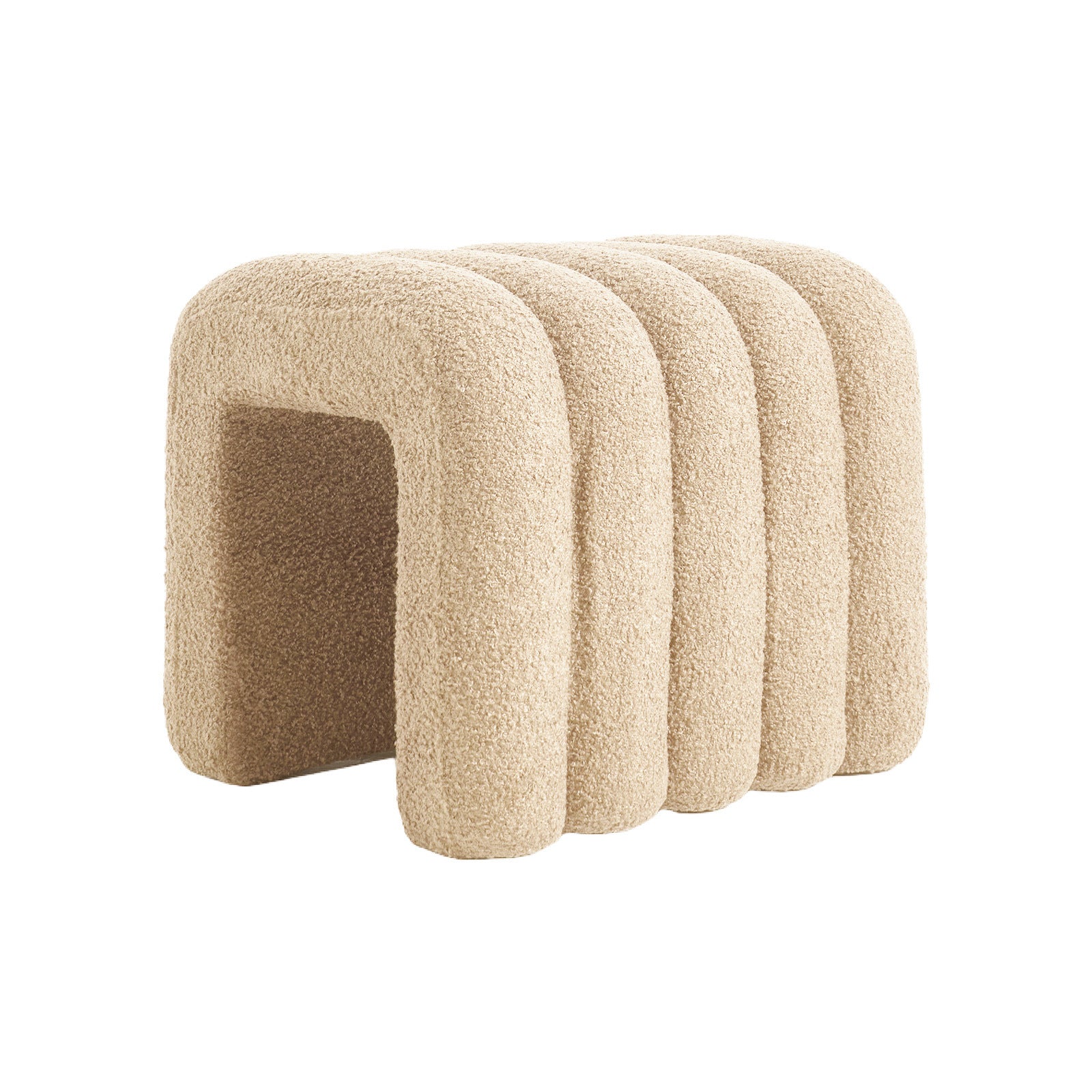 Eden Nest Ridge Arch Ottoman Foot Rest Teddy Fleece Beige