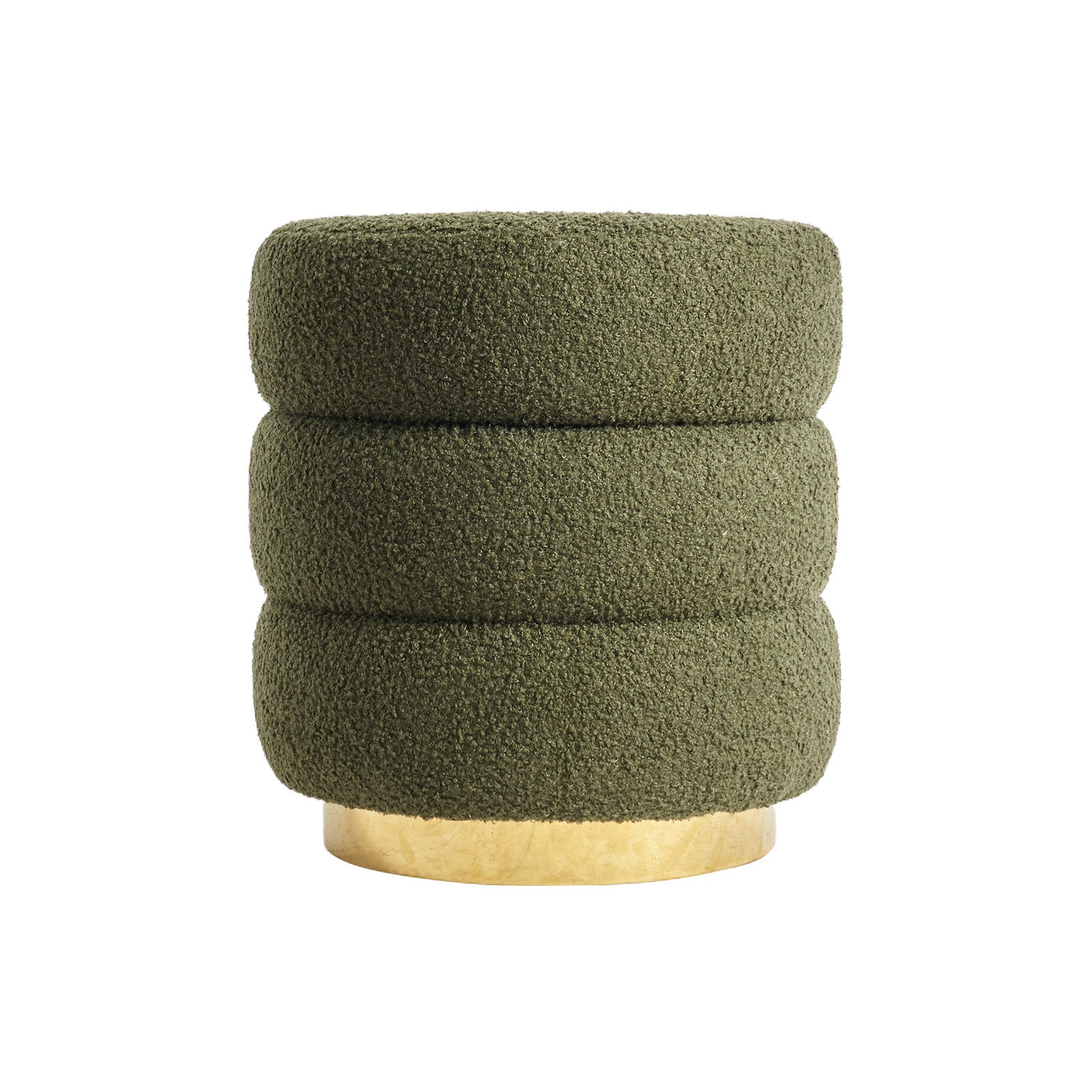 Eden Nest Stacked Teddy Fleece Ottoman Stool 38cm Green