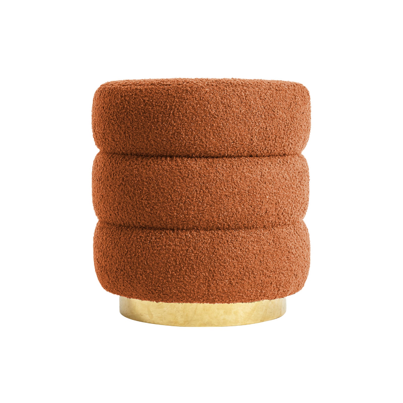 Eden Nest Orange Teddy Fleece Round Stacked Ottoman 38cm